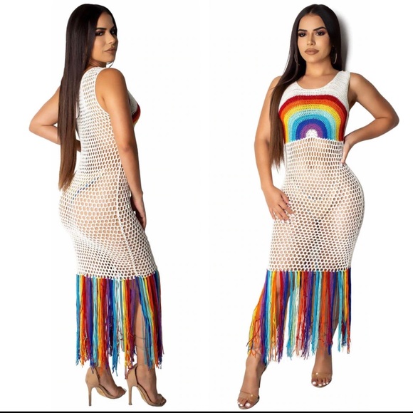 rainbow cover up dress